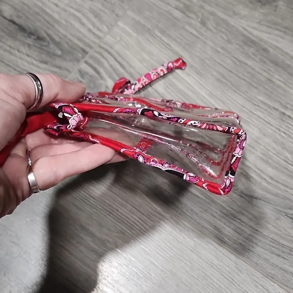 GUC Clear & Red Vera Bradley Cosmetic Clutch Bag